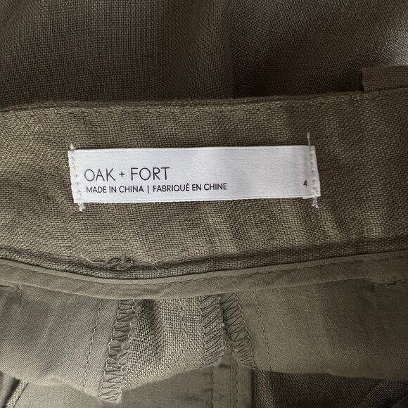 Oak + Fort 100% Linen Straight Wide Leg Trouser Pants Effortless Quiet Luxury - Picture 6 of 11